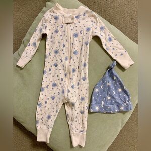Celestial Footless Pajamas with Matching Hat